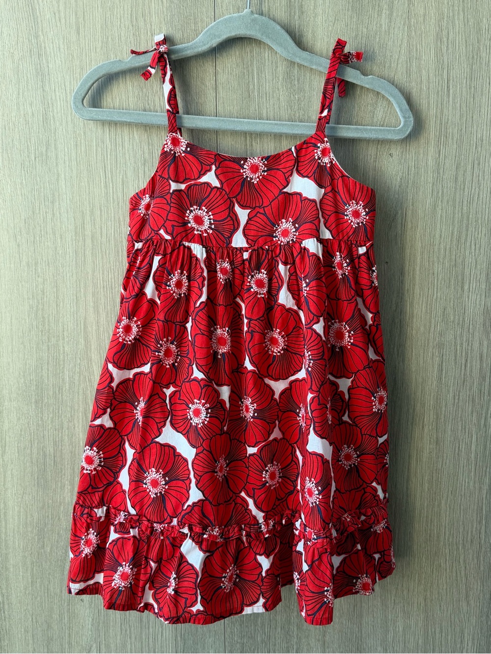 Janie and Jack Red Floral Tie-Shoulder Dress- size 4